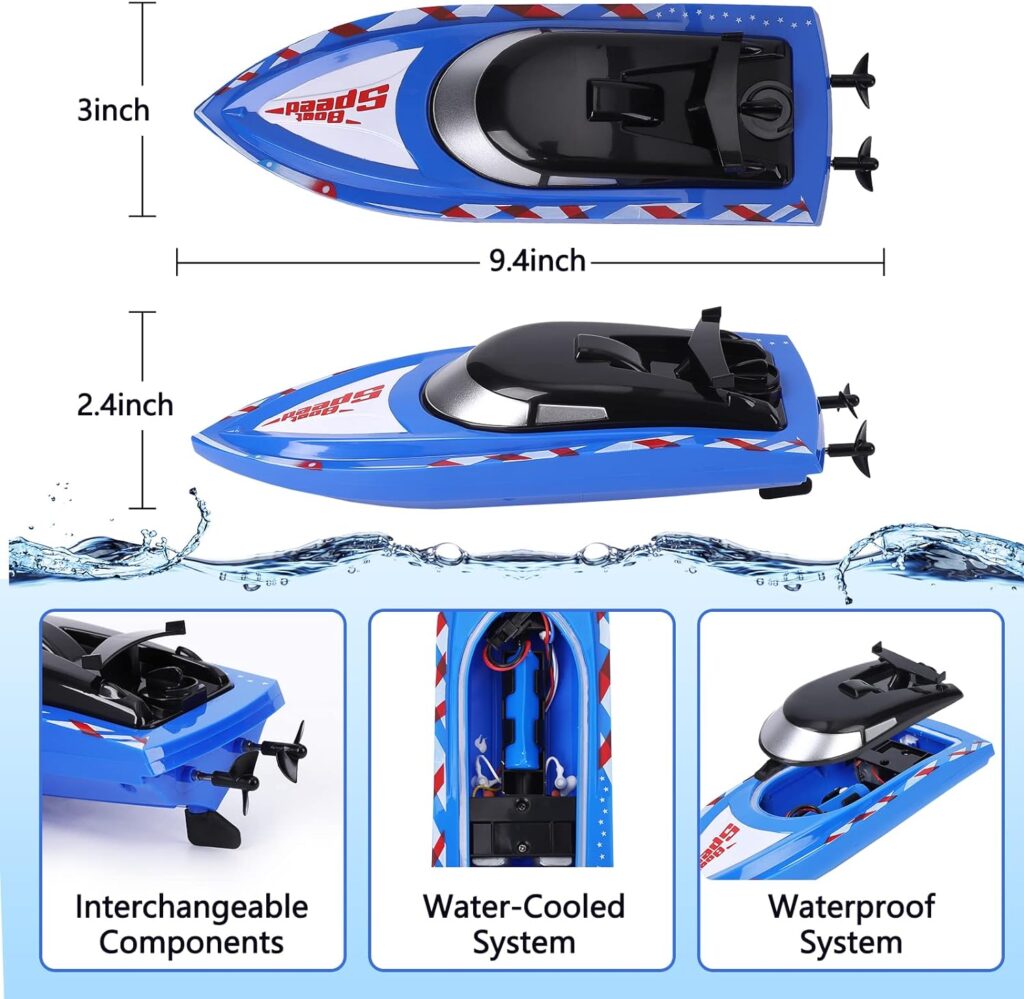 3Pack RC Boat Remote Control Boats for Pools Lakes.4 GHz RC Boat for Boys 4-7 8-12 Years with 4 Rechargeable Batteries